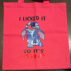 Stitch “I licked it so it’s mine” Pink Tote